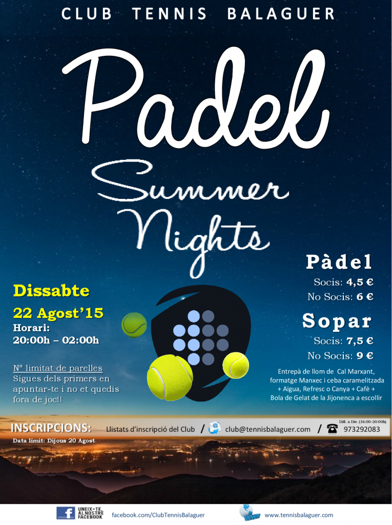 PADEL SUMMER NIGHTS 2015 - 22 Agost'15